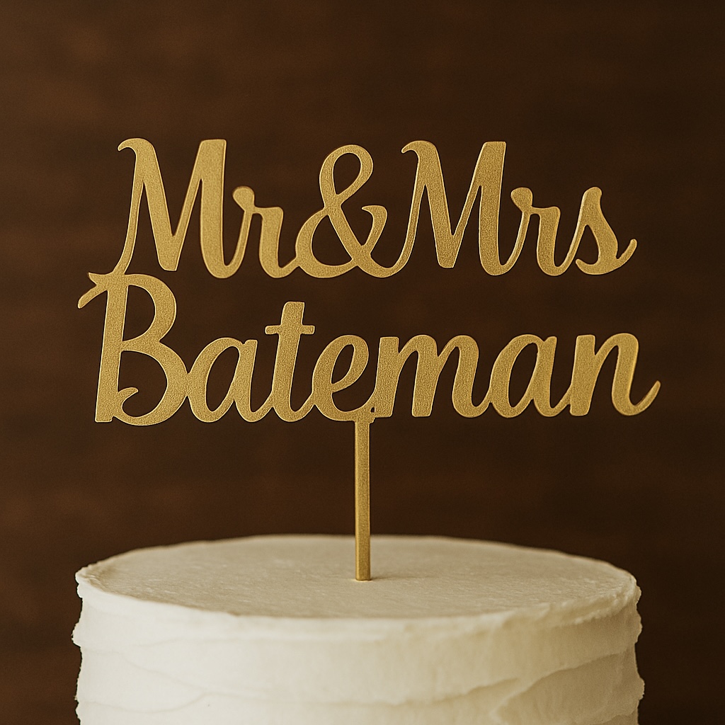 Painted Wooden Cake Topper